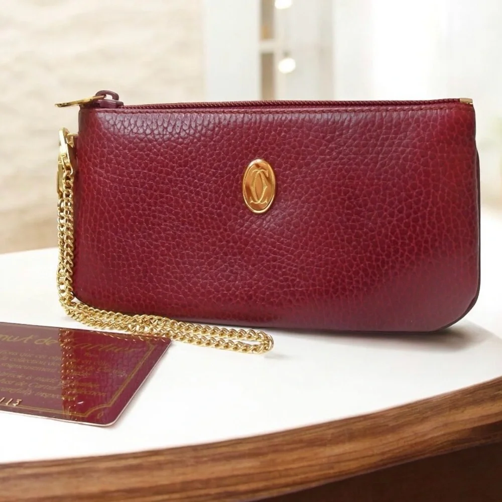 Cartier Must Line Bordeaux Leather Wristlet 😍❤️